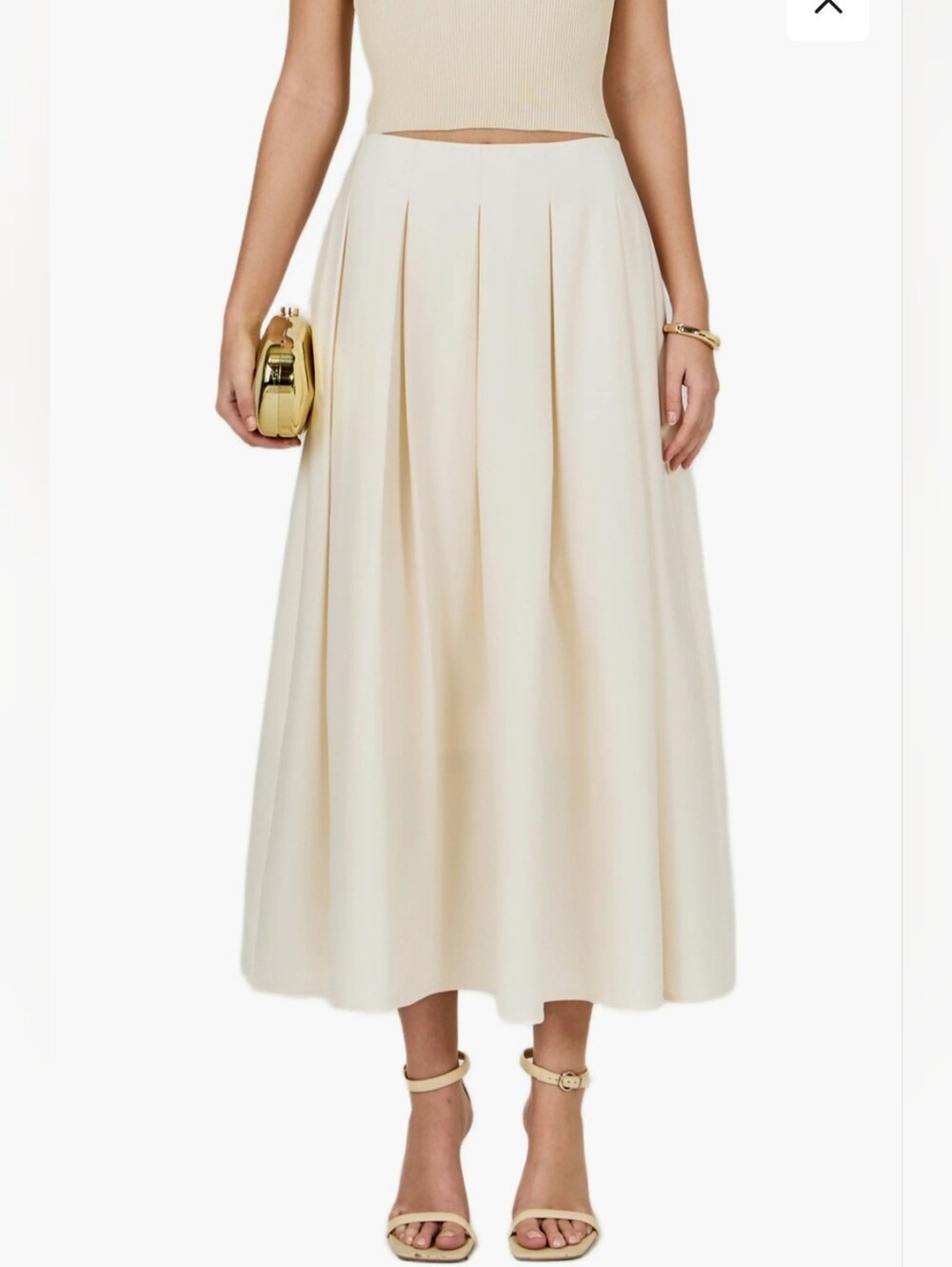 REBECCA TAYLOR Cream Pleated A-Line Skirt size 2